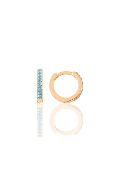 Söğütlü Silver Gümüş Rose Turkuaz Taşlı 11 Mm Halka Küpe Tragus Piercing Heli...