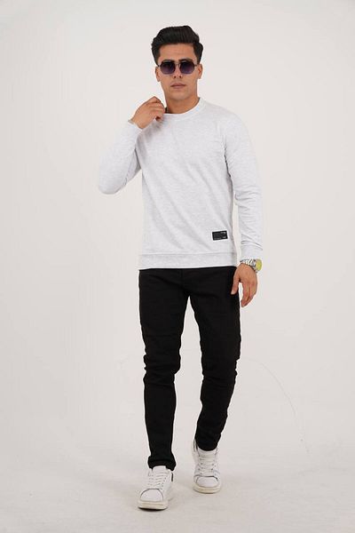 Est Estola Men's - Light Gray Color, Crew Neck, 2 Thread Relaxed Sweatshirt
