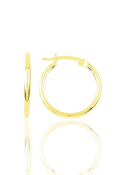 Söğütlü Silver Gümüş altın yaldızlı 25 Mm Şarnel Halka Küpe SGTL11446GOLD