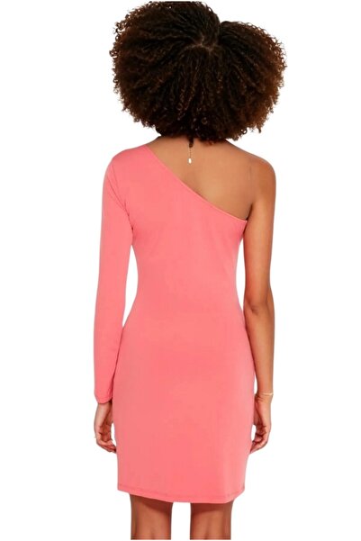 Cassime Ροζ Γυναικείο Πλεκτό Φόρεμα με έναν ώμο