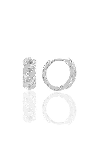 Söğütlü Silver Gümüş Rodyumlu Zincir Modeli Halka Küpe Sgtl10435rodaj
