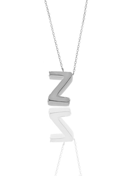 Söğütlü Silver Gümüş Rodyumlu Üç Boyutlu Minimal Z Harf Kolye Sgtl11181z