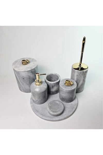 ege gross Dusty Silver Marble Bathroom Set 7Pcs/Grey Marble Bathroom Set