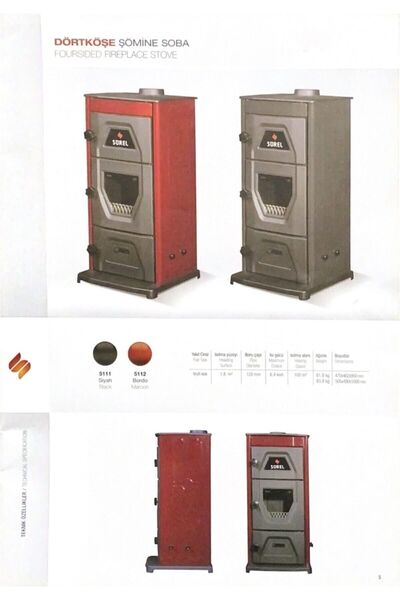 Sürel Dörtköşe Şömine Soba (siyah)