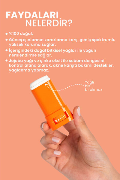 Bade Natural 50 Spf %100 Mineral Filtreli Ve Doğal Yüksek Korumalı Güneş Stick 16g