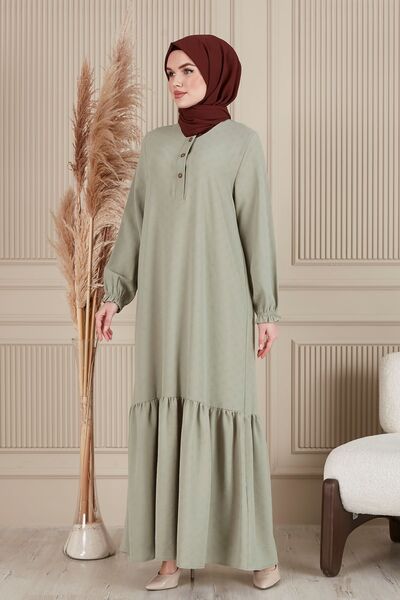 fistan Φούστα με βολάν μπροστά με κουμπιά Φαρδύ φόρεμα Aerobin Φόρεμα Hijab Φόρεμα για προσευχή της μητέρας