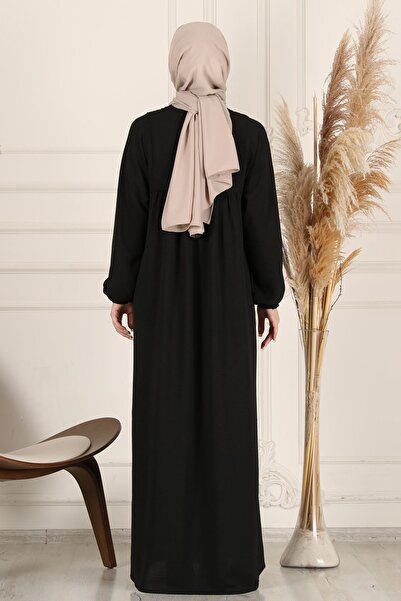 fistan Shirring Robadan Μπροστινά κουμπιά από ύφασμα βισκόζης Φόρεμα προσευχής για μητρικό φόρεμα