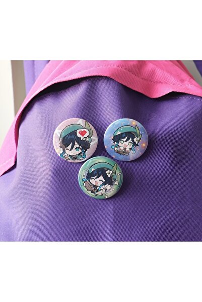 Akumastik Genshin Impact Venti 3-Piece Bag Decoration Badge-Pin Button Badge ...