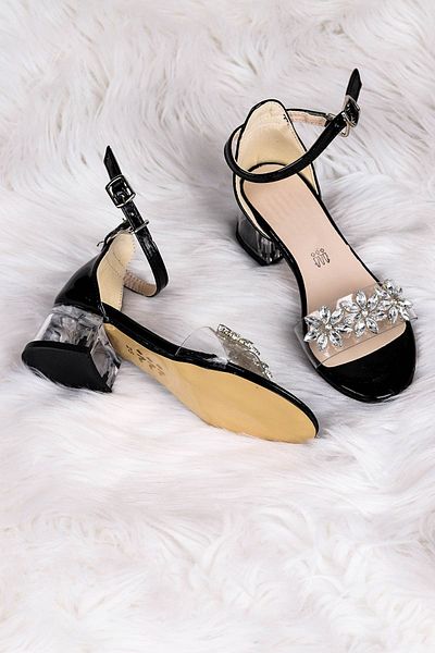 Kiko Kids 3 cm transparente Sandalen mit Steinabsatz für Mädchen - Abendschuhe