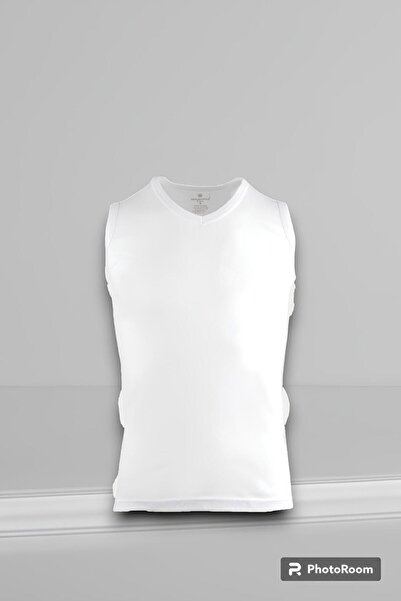 Ceylanoğlu Beyaz Ribana Erkek V Yaka Sıfır Kol Atlet