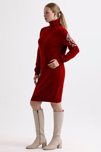 MD trend Turtleneck Sequin Detailed Oversize Knitwear Tunik