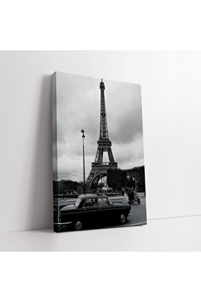 KOSS Dijital Tablou pe pânză cu caracteristicile Turnului Eiffel, alb-negru, ...