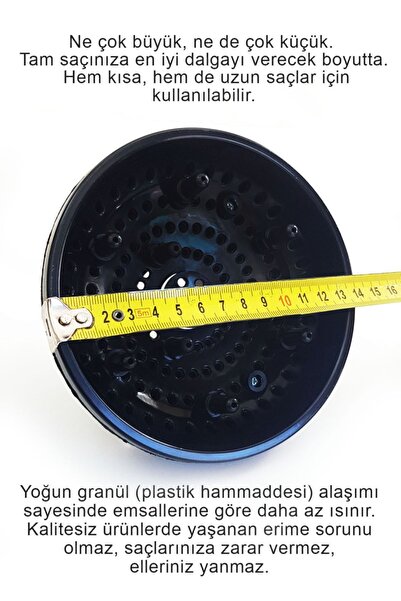 Hairens Vigo Dalgalandırıcı Başlık Difüzör Saç Kurutma Fön Makinesi Başlığı