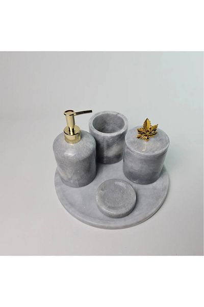 ege gross Dusty Silver Marble Bathroom Set 5Li/Gray Marble Bathroom Set