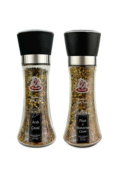 TUZOT Baharat Çeşni Cam Değirmenli 2'li Set (Pizza-Acılı)