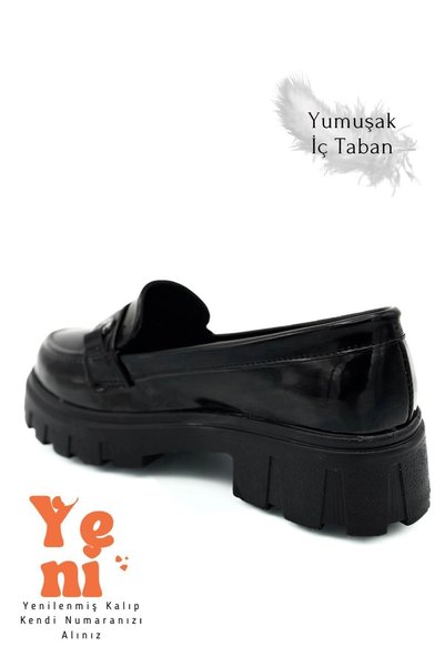 Generic Brand High and Light Sole Girls' School Shoes with Buckle Patent Leather Black