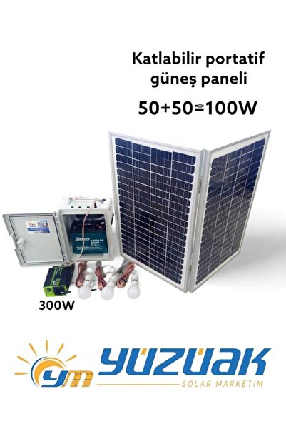 YÜZÜAK Tv, Laptop, Lamba Ve Telefon Şarjı Sstem ( Taşınabilir Solar Sistem-24ah Akü/100w Panelli )4 Lambalı