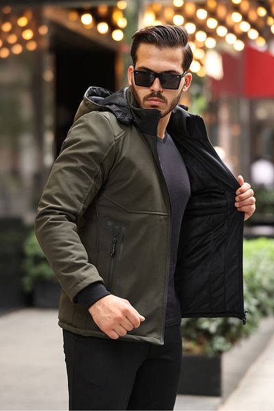 gm giyimarket Ανδρικό παλτό εξωτερικού χώρου Softshell - Νερό, Κρύο, Αντιανεμικό, Καπιτονέ, Γούνινο Εσωτερικό και Γεμισμένο με Ίνες