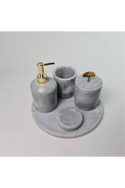 ege gross Dusty Silver Marble Bathroom Set 5Li/Gray Marble Bathroom Set