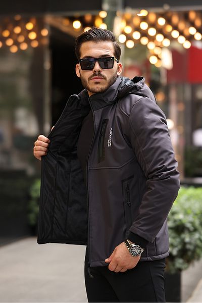 gm giyimarket Ανδρικό παλτό Softshell - Αδιάβροχο, κρύο και αντιανεμικό, καπιτονέ γούνα δροσιάς, γεμισμένο με ίνες