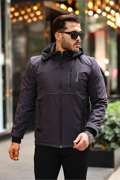 gm giyimarket Ανδρικό παλτό Softshell - Αδιάβροχο, κρύο και αντιανεμικό, καπιτονέ γούνα δροσιάς, γεμισμένο με ίνες