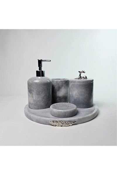 ege gross Dusty Silver Marble Bathroom Set 5Li/Gray Marble Bathroom Set