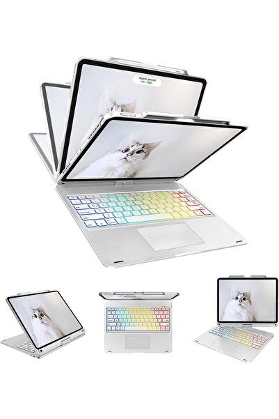 Fogy Apple Ipad Pro 12.9 3- 4-5-6 Nesil M2 Çip Klavyeli Kılıf 360 Dönebilen R...