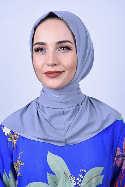 Gültopu Eşarp & Şal Women's Hijab Snap Neck Collar Hijab Bonnet Shawl - Gray