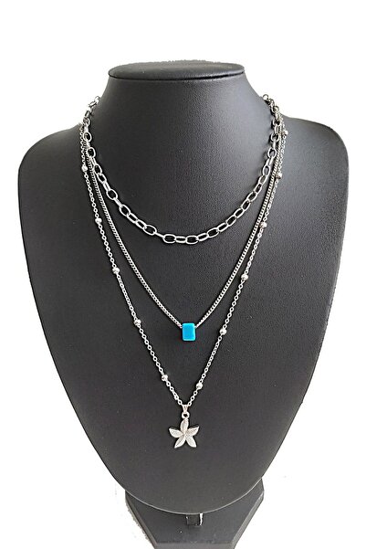 BİJUTERİ EVİ Deniz Yıldızı Figürlü Çoklu Gümüş Kolye -105