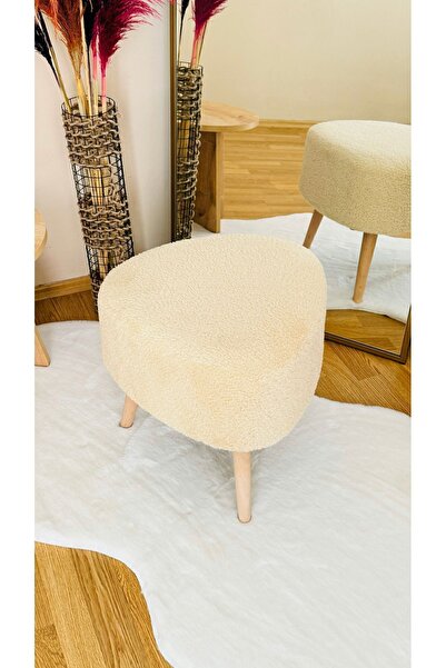 Bounteous Bohem Tarz Teddy Kumaş Üçgen Puf, Makyaj Taburesi, Bench,