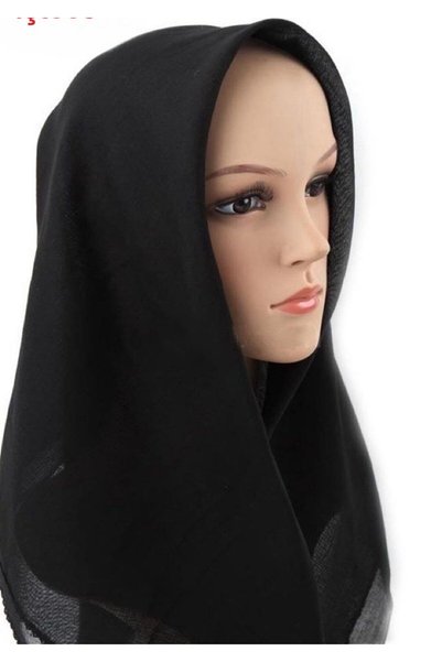 Blue Trend White Cotton Hijab - 85*85 Inner Cheesecloth (Writing)