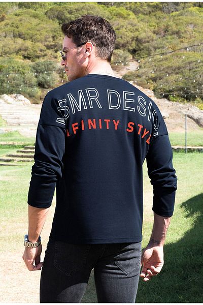 Masimar Men's Crew Neck Printed Soft Textured Sweatshirt