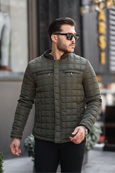 Mero Life Khaki Men's Puffer Jacket - Water Repellent, Windproof, Furry Quilted, Classic Comfort