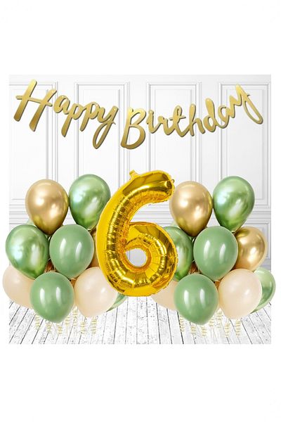 BİDOLUMUTLULUK Mildew Green Balloon Year Birthday Set