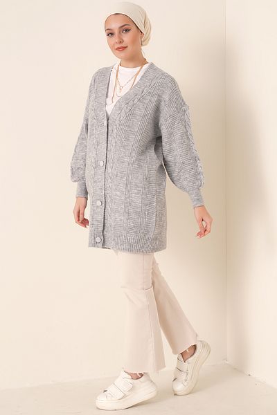 Bigdart 15768 Hijab-Strickjacke – Grau
