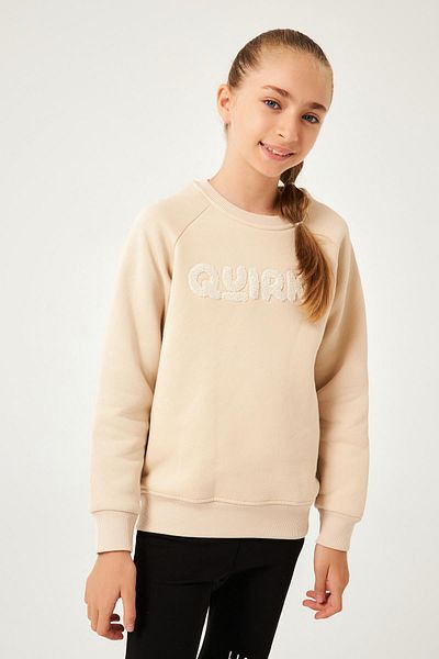 Perendi Παιδικό φούτερ με κανονική εφαρμογή Crew Neck Sweaten κεντημένο Unisex Μπεζ