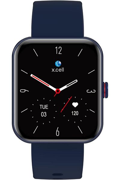 X.Cell G5 Talk Smartwatch: Heart Rate/Blood Pressure/Oxygen Monitoring, IP67, 1 Week Battery, Calls, Blue
