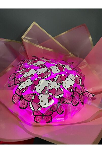 Milovistore LED IŞIKLI HELLO KİTTY KELEBEK BUKETİ