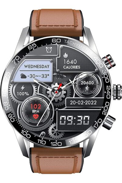 X.Cell ساعة ذكية Elite 1: أندرويد وآيفون، بطارية تدوم 7 أيام، جهاز تتبع اللياقة البدنية، مراقب معدل ضربات القلب/ضغط الدم/الأكسجين، حزام بني