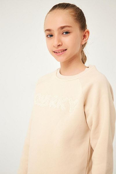 Perendi Παιδικό φούτερ με κανονική εφαρμογή Crew Neck Sweaten κεντημένο Unisex Μπεζ