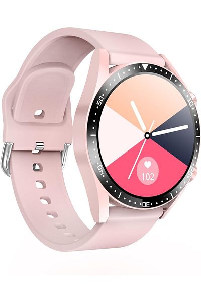 X.Cell Classic 3 Talk Lite Smartwatch, HR/BP/Oxygen Monitor, Call Function, IP67, 1-Week Battery, Pink