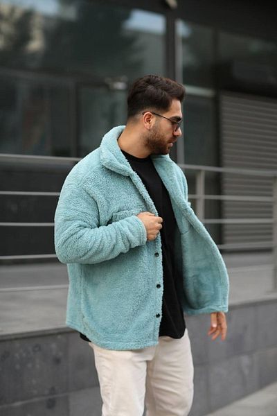 OTAKU Cardigan unisex din fleece cu pluș, mentă