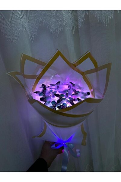 Redblue ışıklı mavi kelebek buketi