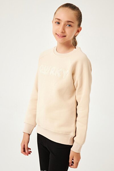 Perendi Παιδικό φούτερ με κανονική εφαρμογή Crew Neck Sweaten κεντημένο Unisex Μπεζ