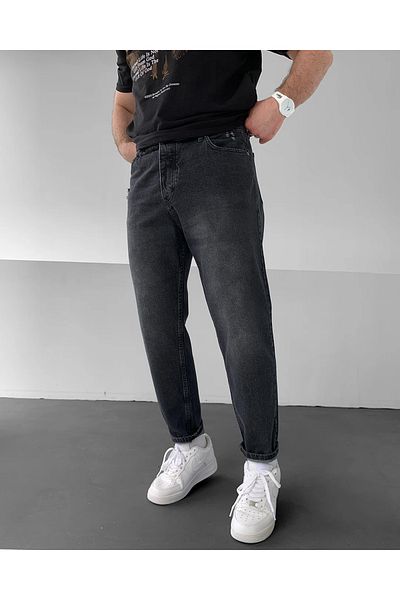 NO1 KONSEPT Boyfriend Trousers - Anthracite with Ripped Pocket Detail