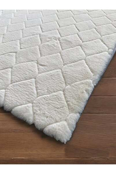 Prizma Comfort Diamond No:2 , Yıkanabilir Tekli Banyo Halısı, Paspası | Krem - (75x110) Cm