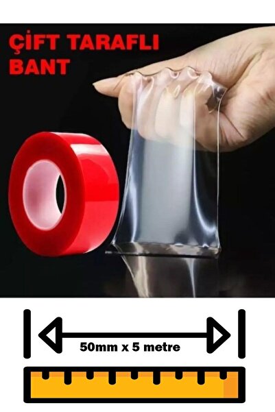 MeyZone Çift Taraflı Bant Şeffaf Silikon Bant Güçlü Yapıştırıcı Montaj Bandı ...