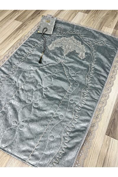 AYHANHOME 3 piece French Laced Velvet Bridal Set - Dowry prayer Mat
