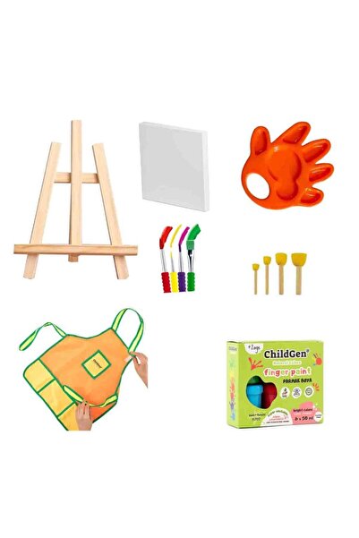ChildGen Mini Sanatçı Boya Seti - Şövale Tuval Parmak Boya Sulu Boya Seti 2