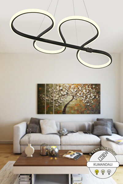 Capella Aydınlatma Perla Kumandalı 3 Renk Işık Özellikli Modern Siyah Sarkıt ...